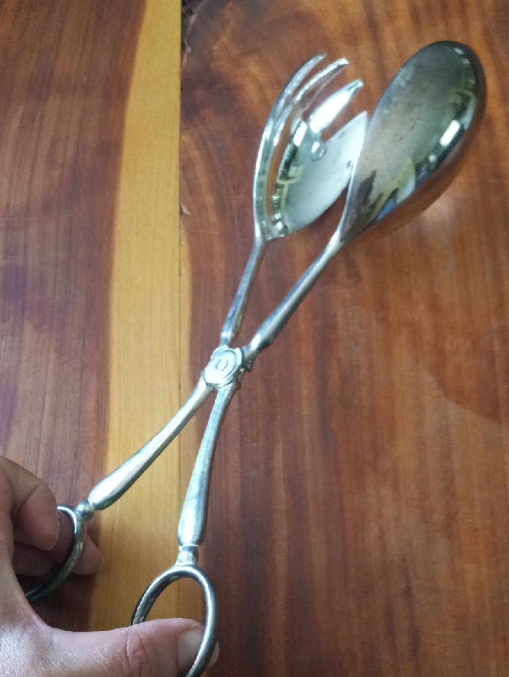 Vintage Silver-plated Serving Tongs - Spoon and Fork Combo